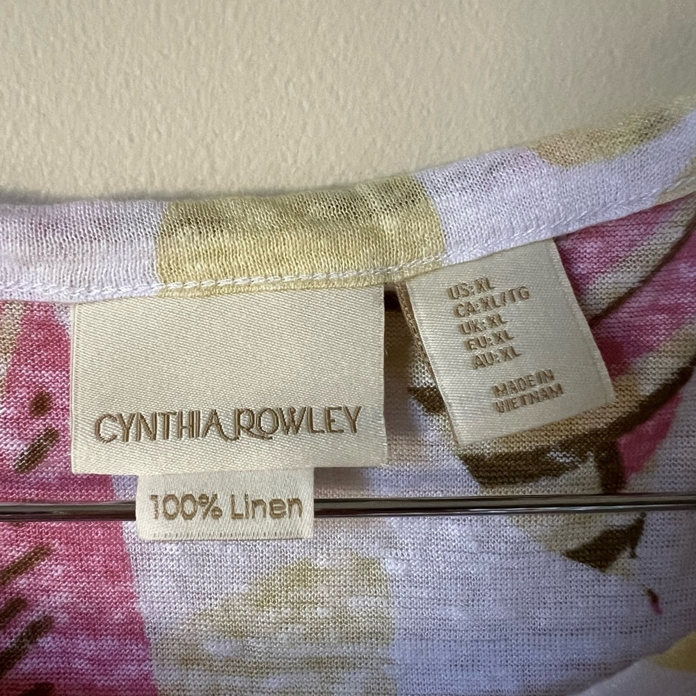 Cynthia Rowley Linen Tropical Palm Print Boxy Top Size XL - Picture 7 of 8